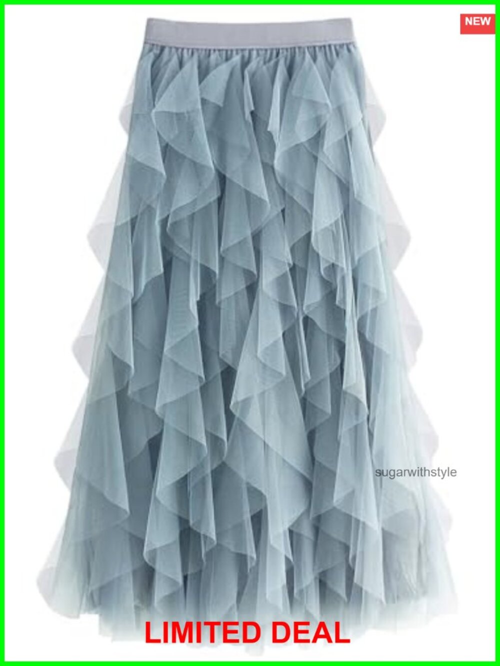 Women Tulle Maxi Skirt Layered Chiffon A-Line Elastic Waist Fairy